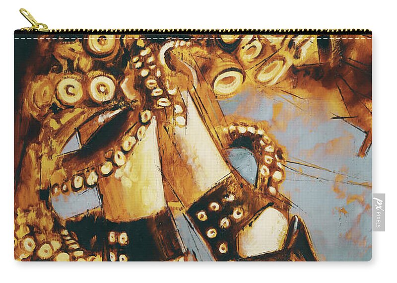 Tentacles Zip Pouch featuring the painting Sweet nightmare by Sv Bell