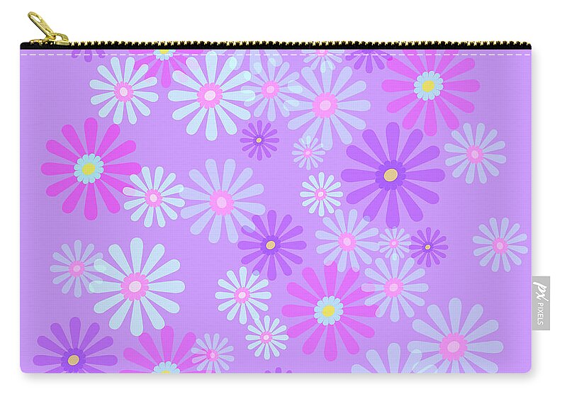 Pink Zip Pouch featuring the digital art Sweet Purple Daisies of Spring by Marianne Campolongo