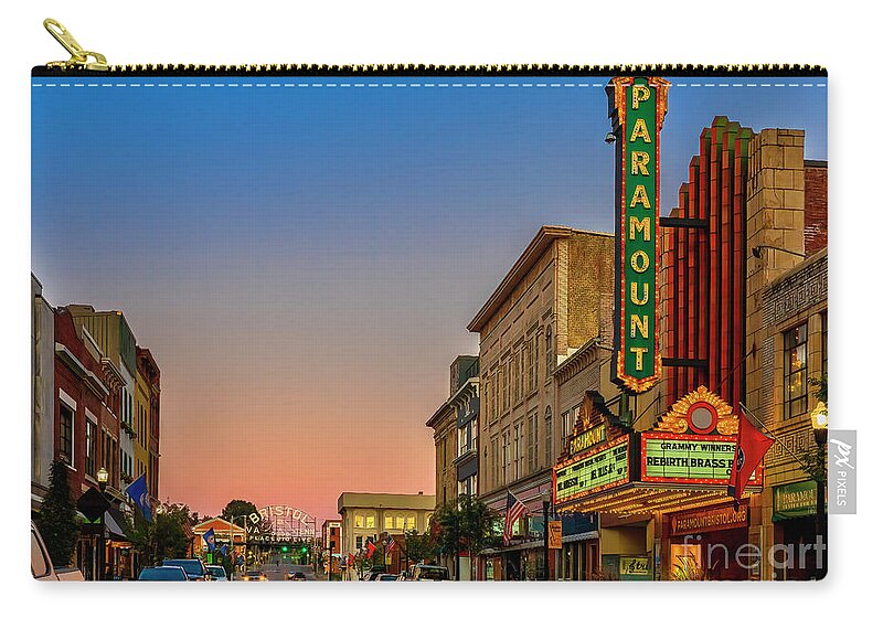 Summer Zip Pouch featuring the photograph Sweet Summer nights in downtown Bristol by Shelia Hunt