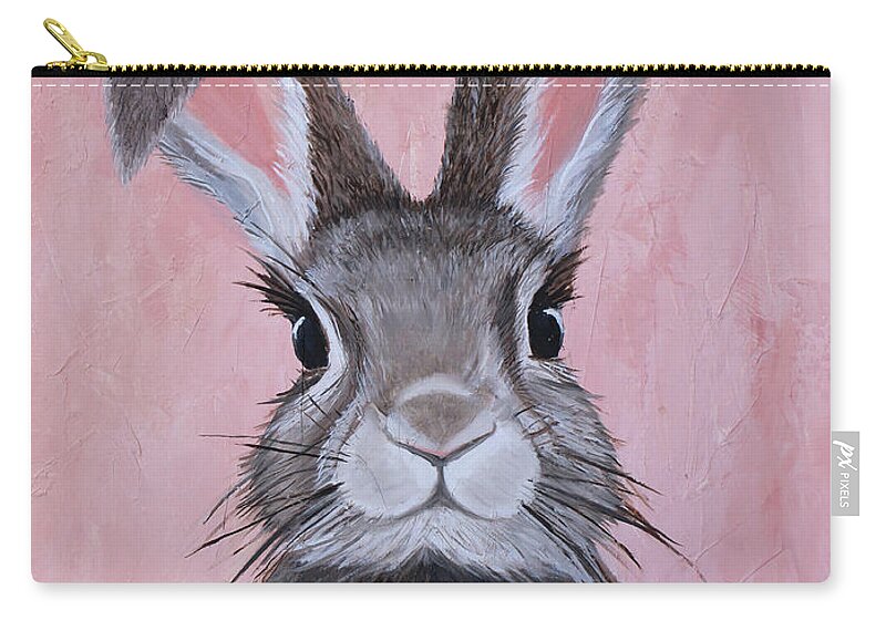 Bunny Zip Pouch featuring the painting Sweetie by Ashley Lane