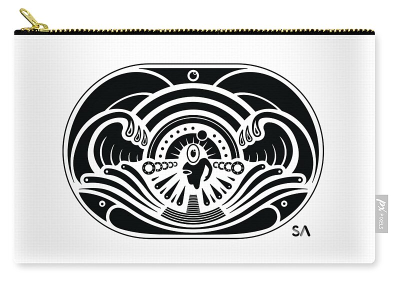Black And White Carry-all Pouch featuring the digital art Swimmer by Silvio Ary Cavalcante