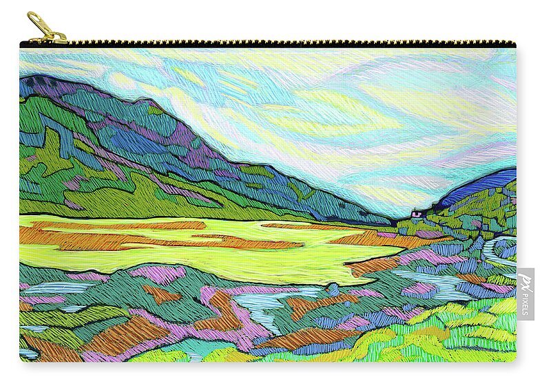 Switzerland Zip Pouch featuring the painting Swiss Mountain Lake by Rod Whyte
