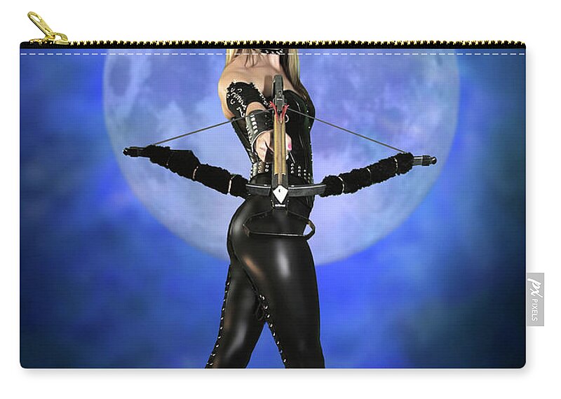 Sword Zip Pouch featuring the photograph Sword Crossbow Blue Moon by Jon Volden