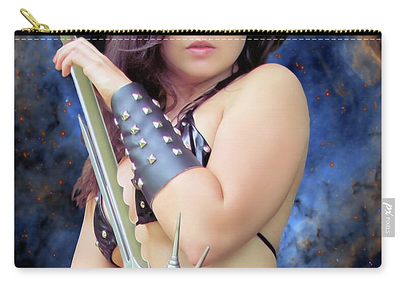 Sword Zip Pouch featuring the photograph Sword Woman by Jon Volden