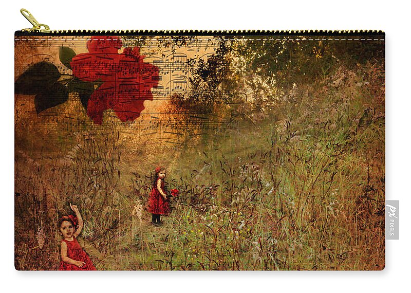  Zip Pouch featuring the photograph Sydney and the Red Flower by Shara Abel