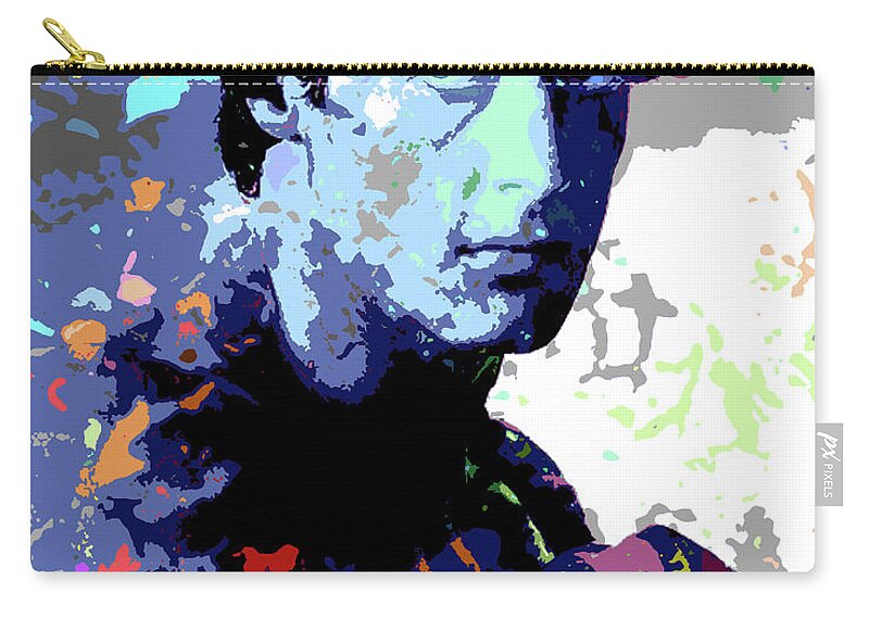 Sylvester Stallone Zip Pouch featuring the digital art Sylvester Stallone psychedelic portrait by Movie World Posters