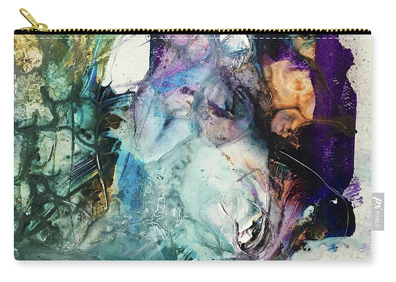 Abstract Art Zip Pouch featuring the painting Synaptic Betrayal by Rodney Frederickson