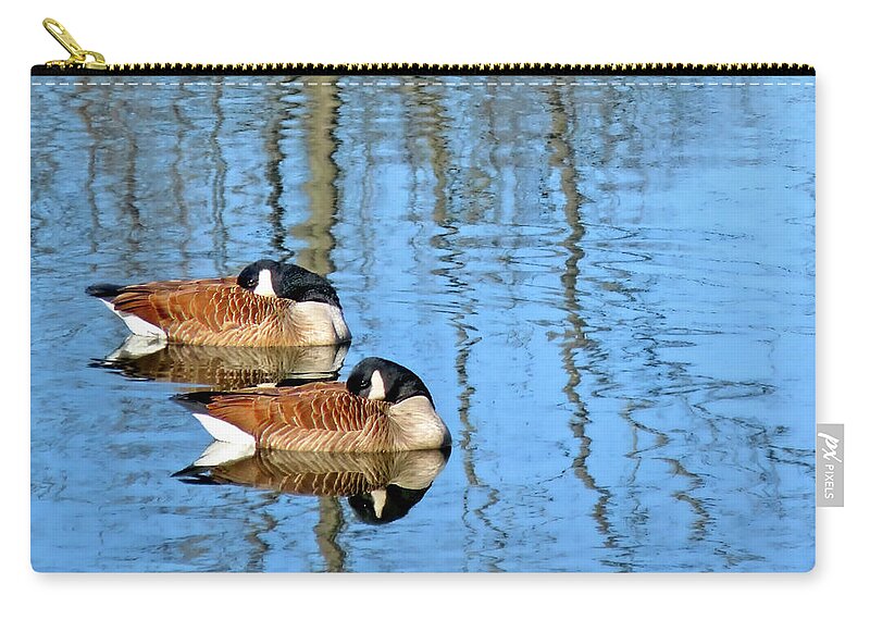 Synchronized Geese Zip Pouch featuring the photograph Synchronized Geese by Carolyn Derstine