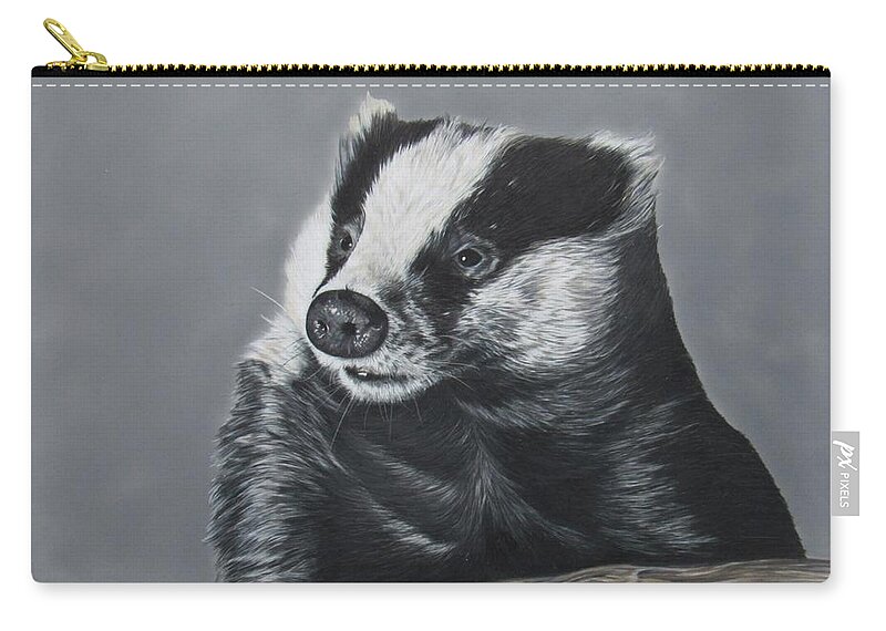 Badger Zip Pouch featuring the drawing Table for One by Kelly Speros