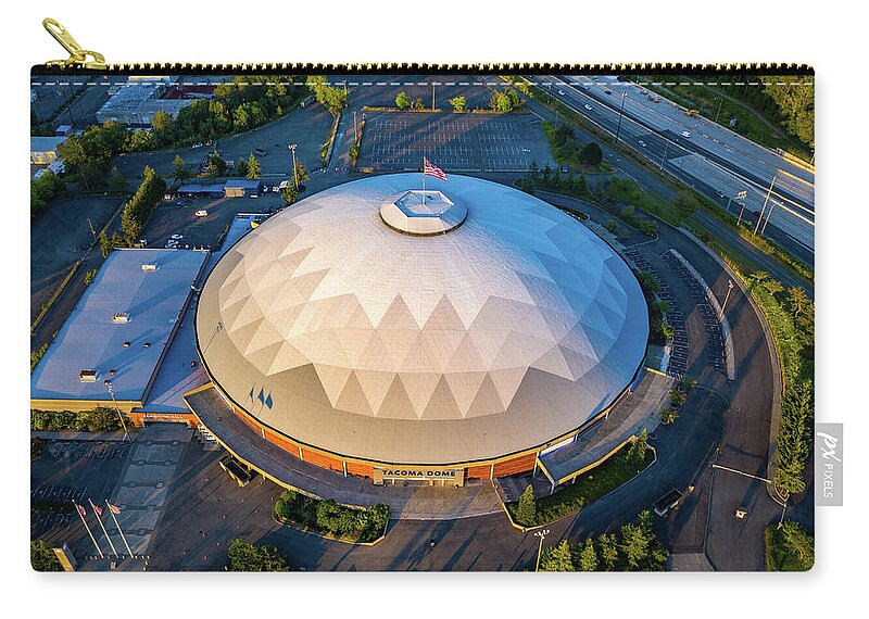 Drone Zip Pouch featuring the photograph Tacoma Dome 1 by Clinton Ward