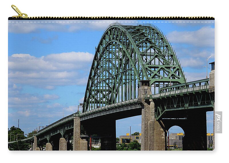 Bridge Zip Pouch featuring the photograph Tacony-Palmyra Bridge Across the Delaware River by Linda Stern