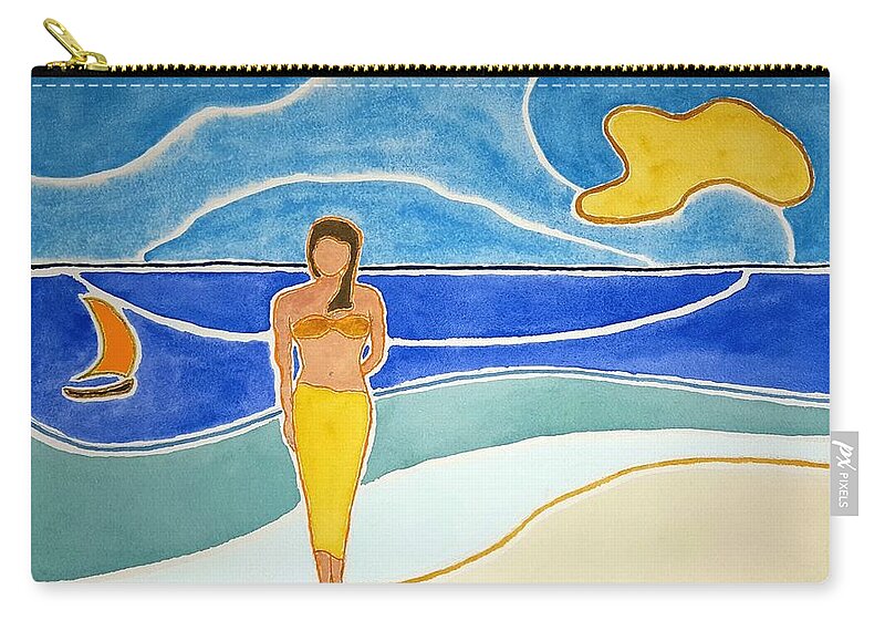 Watercolor Carry-all Pouch featuring the painting Tahitian Shore by John Klobucher