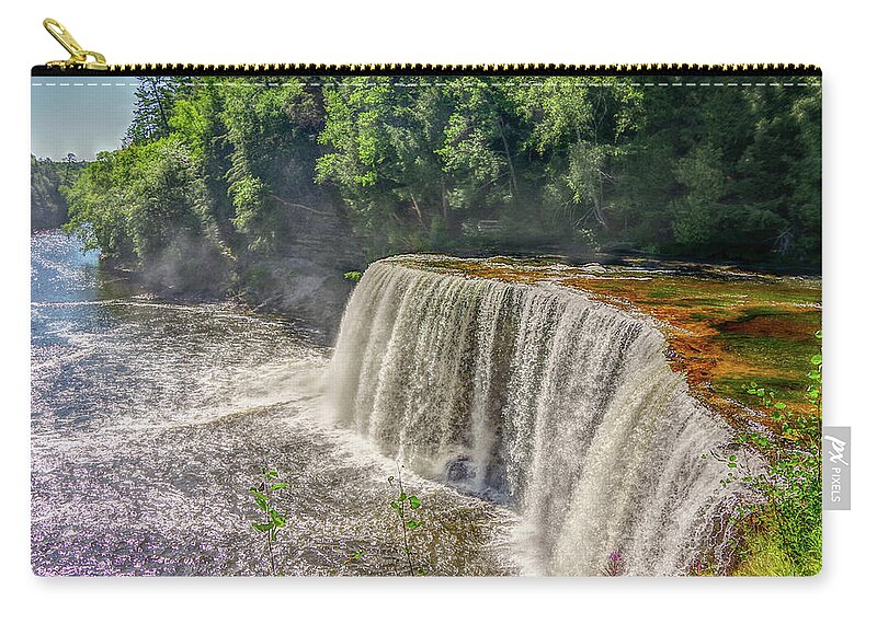 Tahquamenon Falls Zip Pouch featuring the photograph tahquamenon falls HDR by Nathan Wasylewski