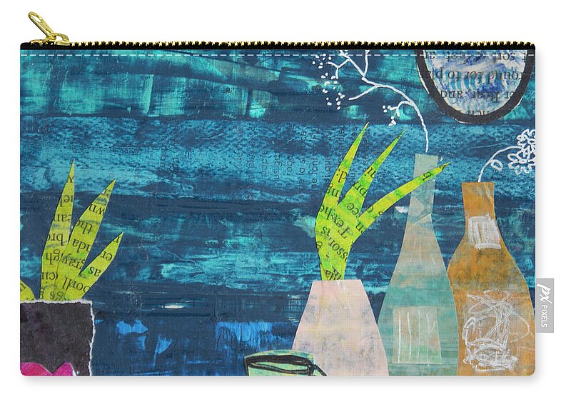 Tea Zip Pouch featuring the mixed media Take Tea and See Three by Julia Malakoff