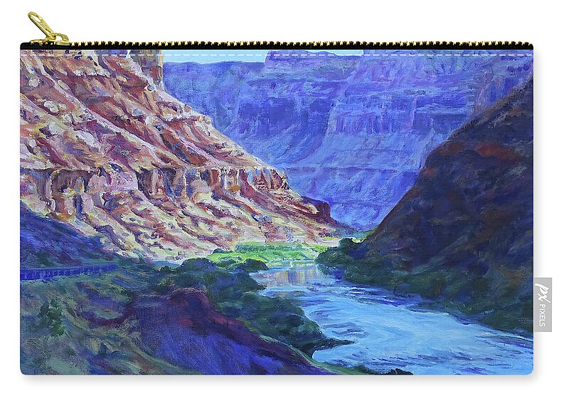 Oil Painting Carry-all Pouch featuring the painting Takeout Beach by Page Holland