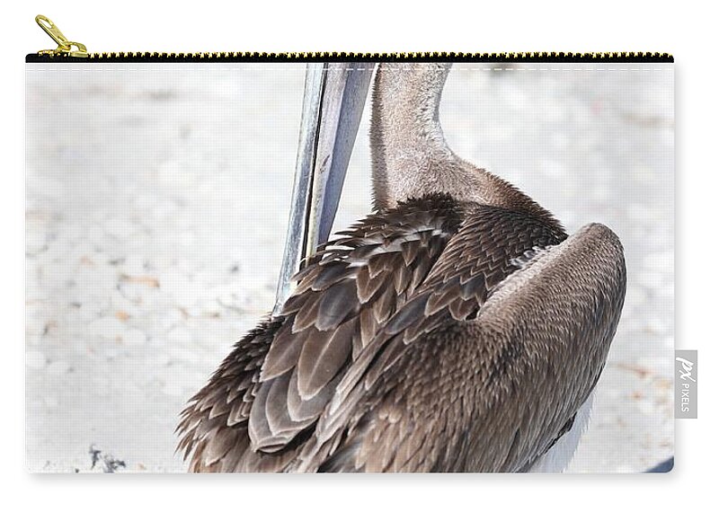 Pelicans Zip Pouch featuring the photograph Close Up of Pelican by Mingming Jiang