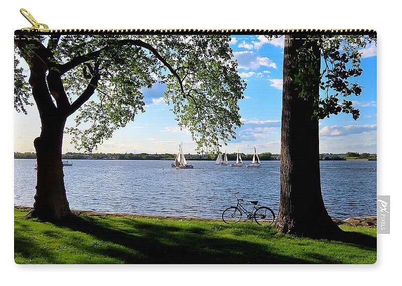 Delaware River Zip Pouch featuring the photograph Taking a Break on a Spring Afternoon by Linda Stern