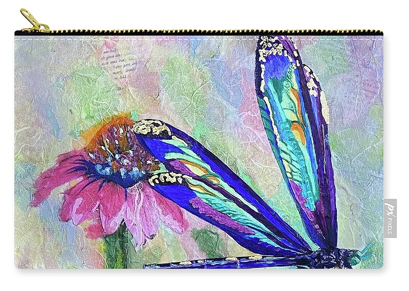 Dragonfly Zip Pouch featuring the painting Taking Flight Crop 1 by Nancy Breiman