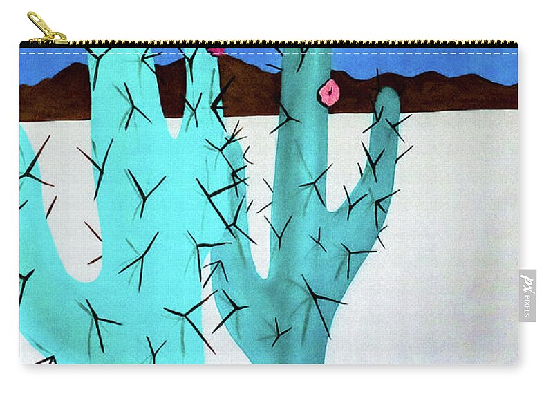 Cactus Zip Pouch featuring the painting Tall Cacti Two by Ted Clifton