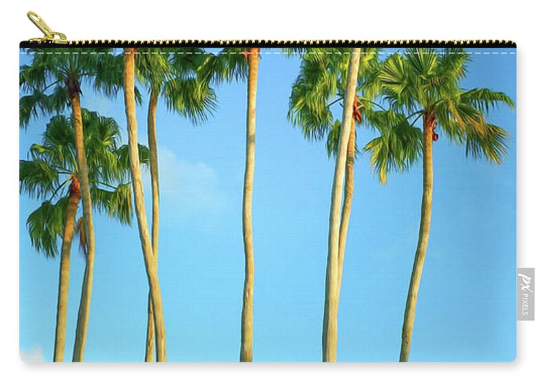 Palms Zip Pouch featuring the photograph Tall Palms Blue Sky by Laura Fasulo