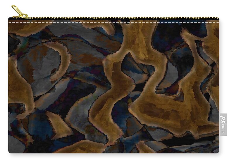 Tan Carry-all Pouch featuring the digital art Tan Gray Abstract by Delynn Addams