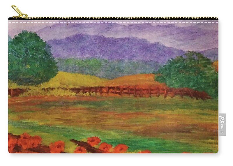 Mountains Zip Pouch featuring the painting Tangerine Mountain Wildflowers by Christy Saunders Church