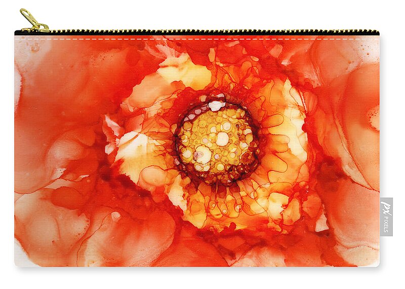 Tangerine Wild Rose Carry-all Pouch featuring the painting Tangerine Wild Rose by Daniela Easter