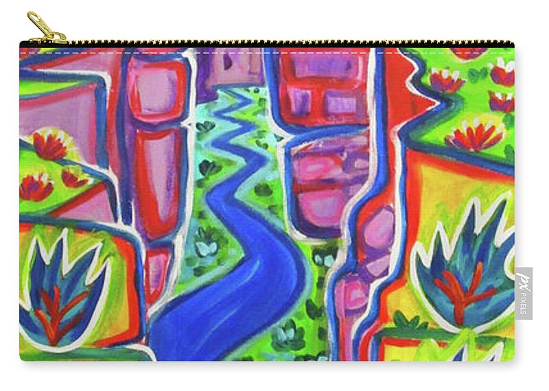 Rachel Houseman Zip Pouch featuring the painting Taos Gorge Afterglow by Rachel Houseman