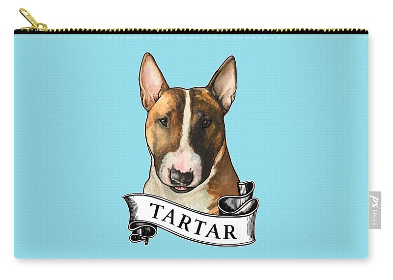 Bull Terrier Zip Pouch featuring the painting Tartar Bull Terrier by Jindra Noewi