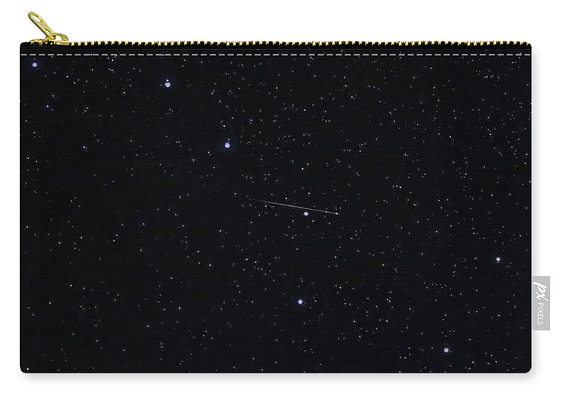 Nighttime Zip Pouch featuring the photograph Tau Herculid Meteor Through The Big Dipper by Dale Kauzlaric