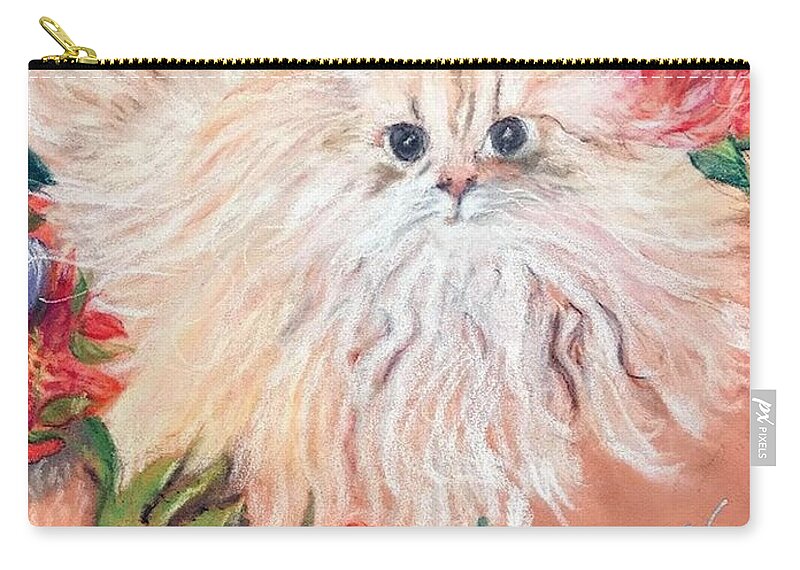 Persian Cat Carry-all Pouch featuring the pastel Tawny by Juliette Becker