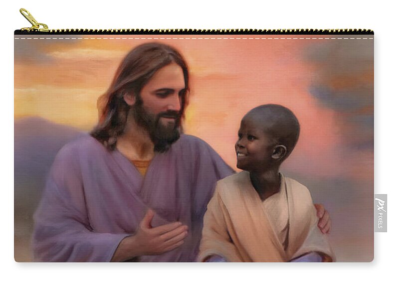 Jesus Zip Pouch featuring the painting Teachings of Jesus by Brent Borup