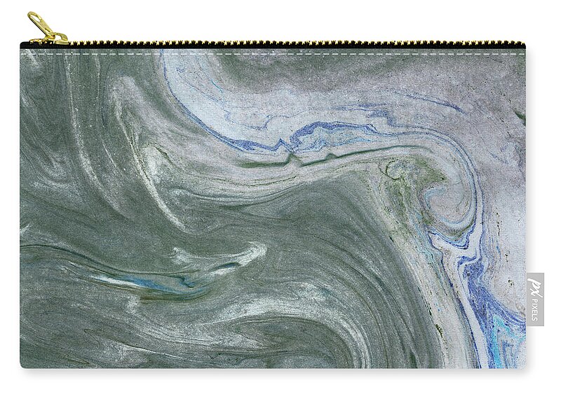 Marble Zip Pouch featuring the painting Teal Gray Marble Stone Surface And Texture Abstract Watercolor Collection III by Irina Sztukowski