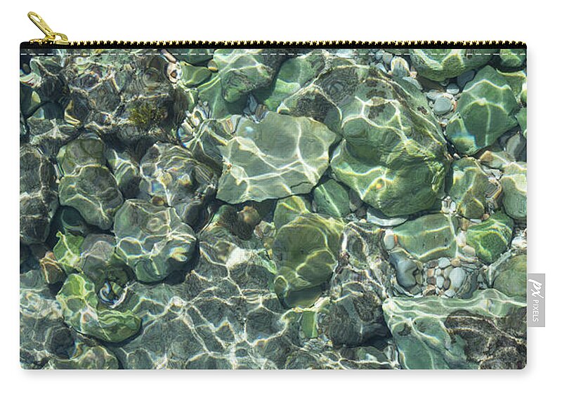 Sea Water Carry-all Pouch featuring the photograph Teal sea water and reflections of sunlight by Adriana Mueller