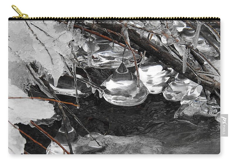  Zip Pouch featuring the photograph Teardrop ice by Nicola Finch