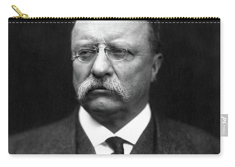 Theodore Roosevelt Zip Pouch featuring the photograph Teddy Roosevelt by War Is Hell Store