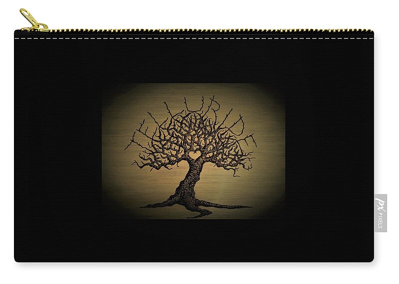 Colorado Zip Pouch featuring the drawing Telluride Love Tree by Aaron Bombalicki