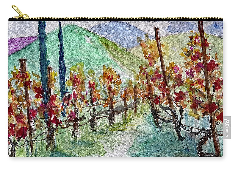 Vineyard Carry-all Pouch featuring the painting Temecula Vineyard Landscape by Roxy Rich