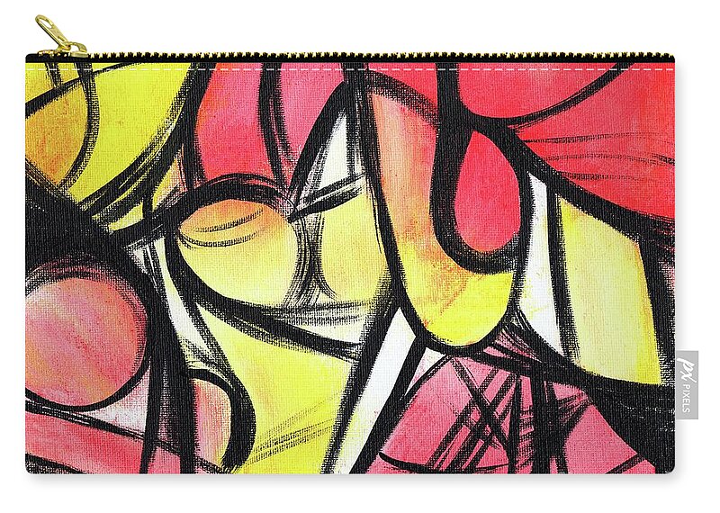 Retro Abstract Carry-all Pouch featuring the painting Temperature is Rising Abstract by Donna Mibus