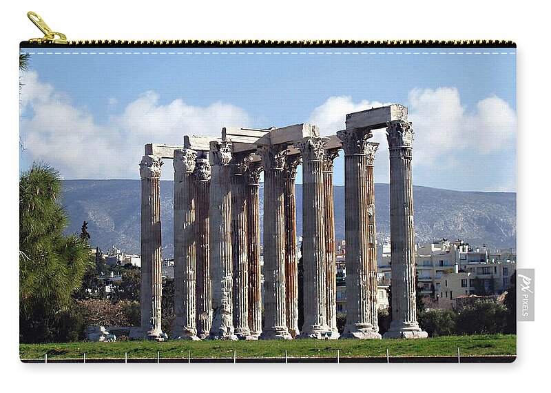 Temple Of Olympian Zeus Zip Pouch featuring the photograph Temple of Olympian Zeus by Ellen Henneke