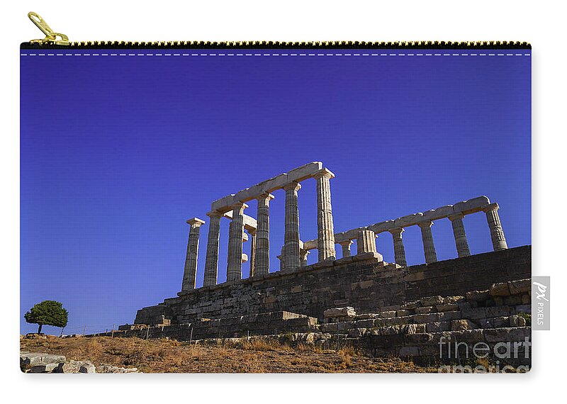 Travel Zip Pouch featuring the photograph Temple of Poseidon, Sounion, Greece l7 by Vladi Alon