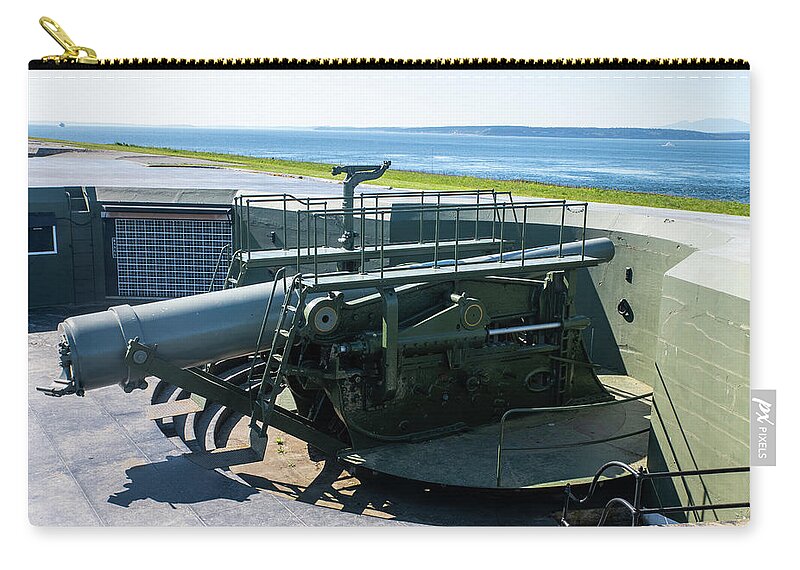 Ten Inch Gun At Fort Casey Zip Pouch featuring the photograph Ten Inch Gun at Fort Casey by Tom Cochran