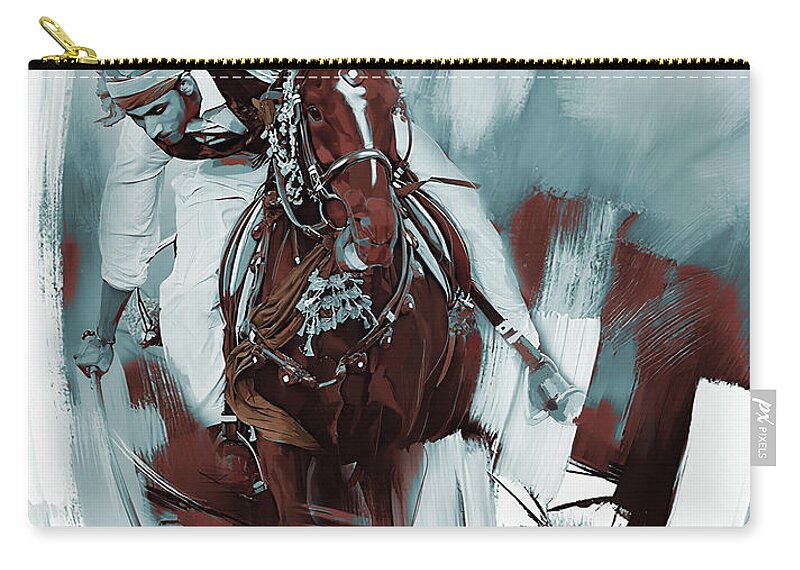 Polo Zip Pouch featuring the painting Tent Pegging by Gull G