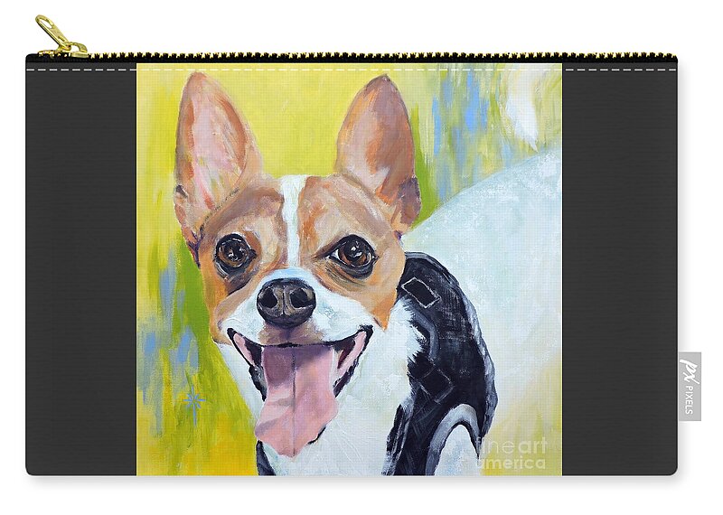 Dog Zip Pouch featuring the painting Teo by Jodie Marie Anne Richardson Traugott     aka jm-ART