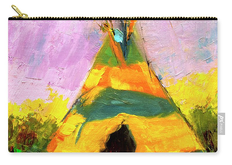 Western Art Carry-all Pouch featuring the painting Tequila Tepee by Diane Whitehead