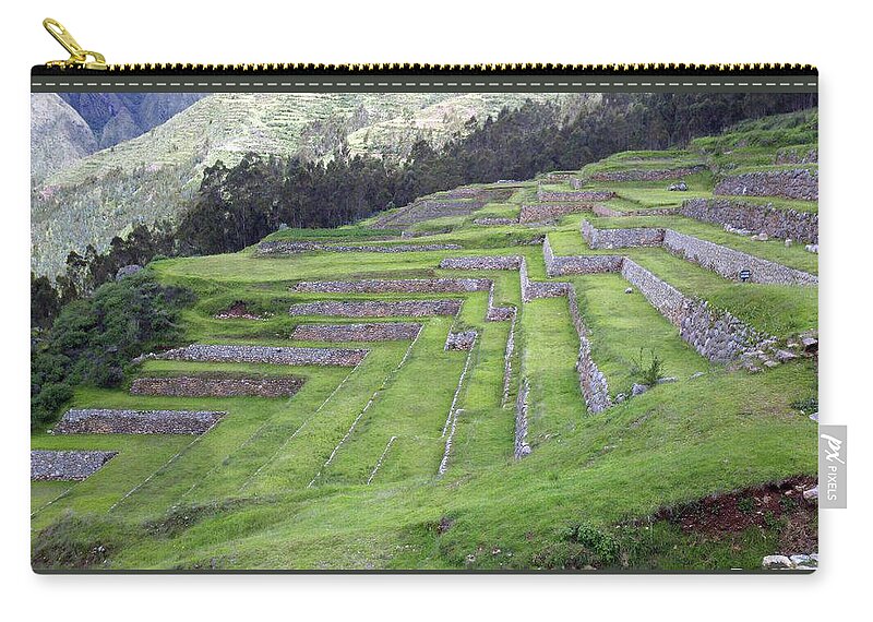 Archaeology Zip Pouch featuring the photograph Terraces of Chinchero, Peru by Trevor Grassi