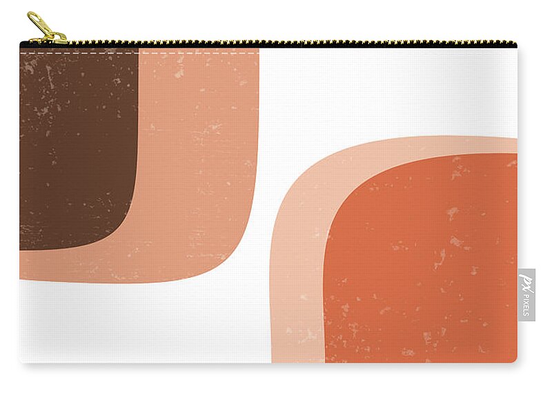 Terracotta Zip Pouch featuring the mixed media Terracotta Abstract 76 - Modern, Contemporary Art - Abstract Organic Shapes - Minimal - Brown by Studio Grafiikka