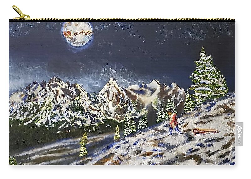 Teton Wonderland Zip Pouch featuring the painting Teton Wonderland by Joseph Eisenhart
