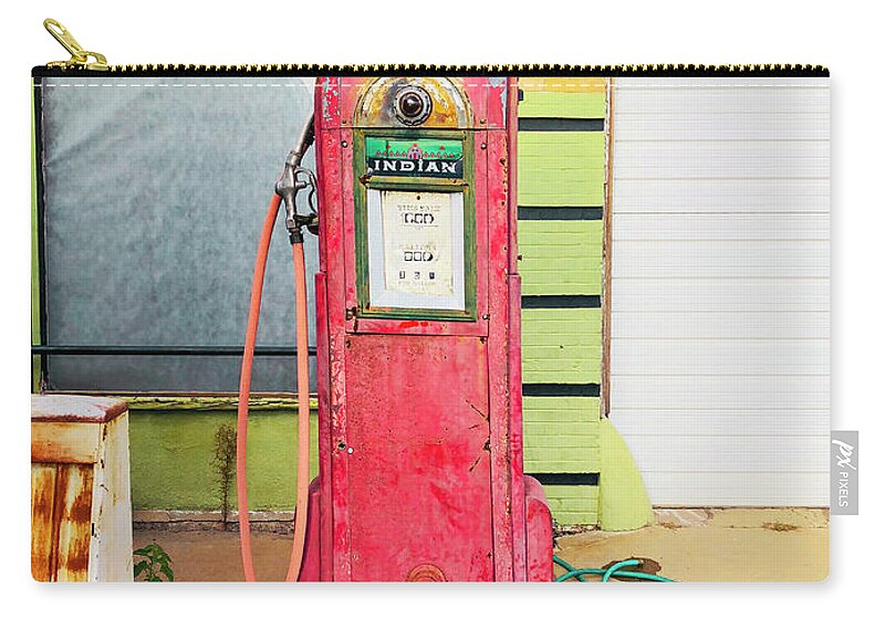 Texaco Gas Pump Zip Pouch featuring the photograph Texaco antique gas pump by Tatiana Travelways