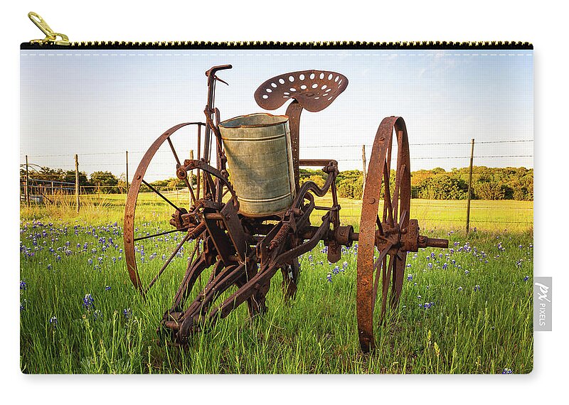 Ranch Zip Pouch featuring the photograph Texas Sunset Ranch Antiques 11 by Ron Long Ltd Photography
